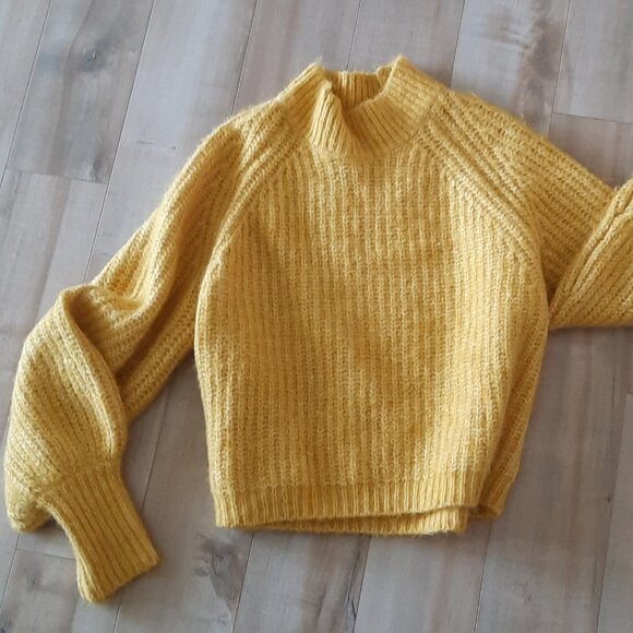 Mustard Yellow Chunky High Neck Sweater - Picture 1 of 4